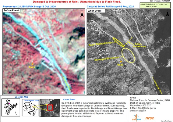 ISRO Releases First Images of Glacier Burst at Raini, Tapovan as Toll ...