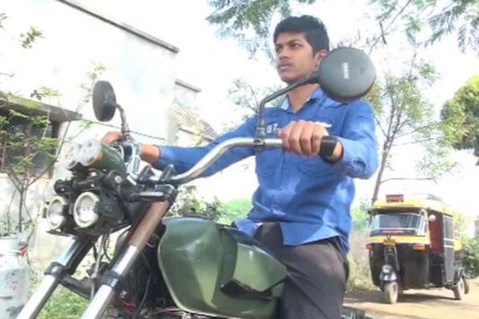 Prathamesha Sutara with his bike.  