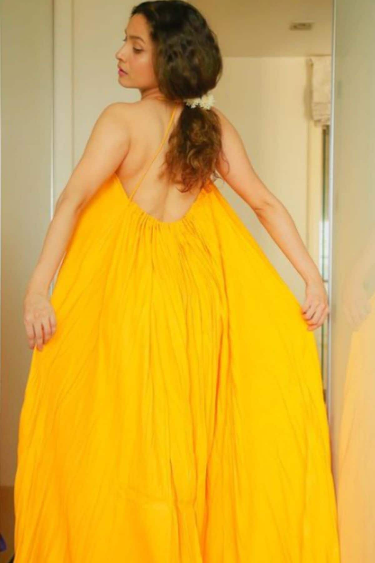 Ankita Lokhande Stuns In Yellow Backless Dress, See Her Droolworthy Pics Ankita Lokhande Stuns In Yellow Backless Dress, See Her Droolworthy Pics