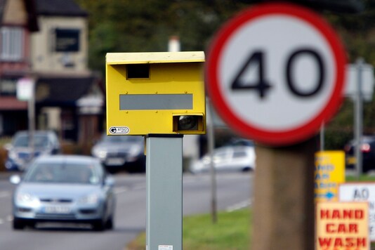 A car approaches a speed camera in Bretby, central England. (Image for representation)