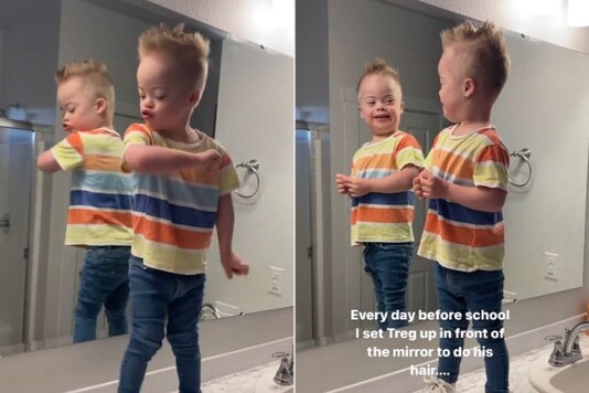 Video grab of little boy dancing in the bathroom.
(Credit: IG/ @thehouseofwheeler)