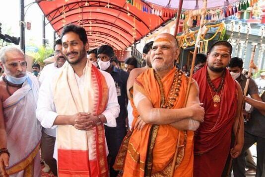 Chief Minister Jagan Mohan Reddy participated in the annual celebrations of Sarada Peetham. (Image: News18)