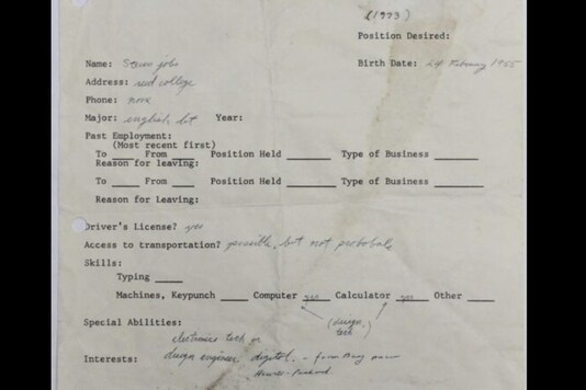 Image result for Job Application Written by Steve Jobs in 1973 Goes up for Auction