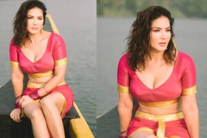 Sunny Leone Spills Sass In Kerala Wearing Pink Saree, See Her Sexy Photos