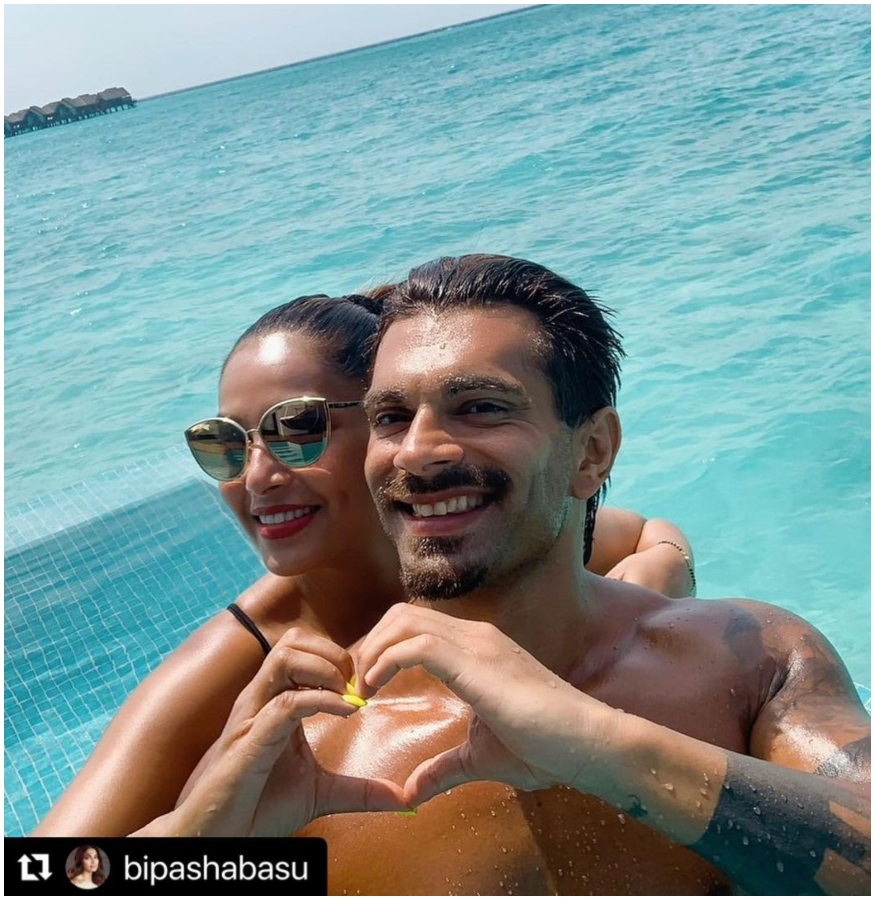  The actor celebrated his wife Bipasha Basu's birthday on January 7 by the sea and posed for a cute selfie with her. 