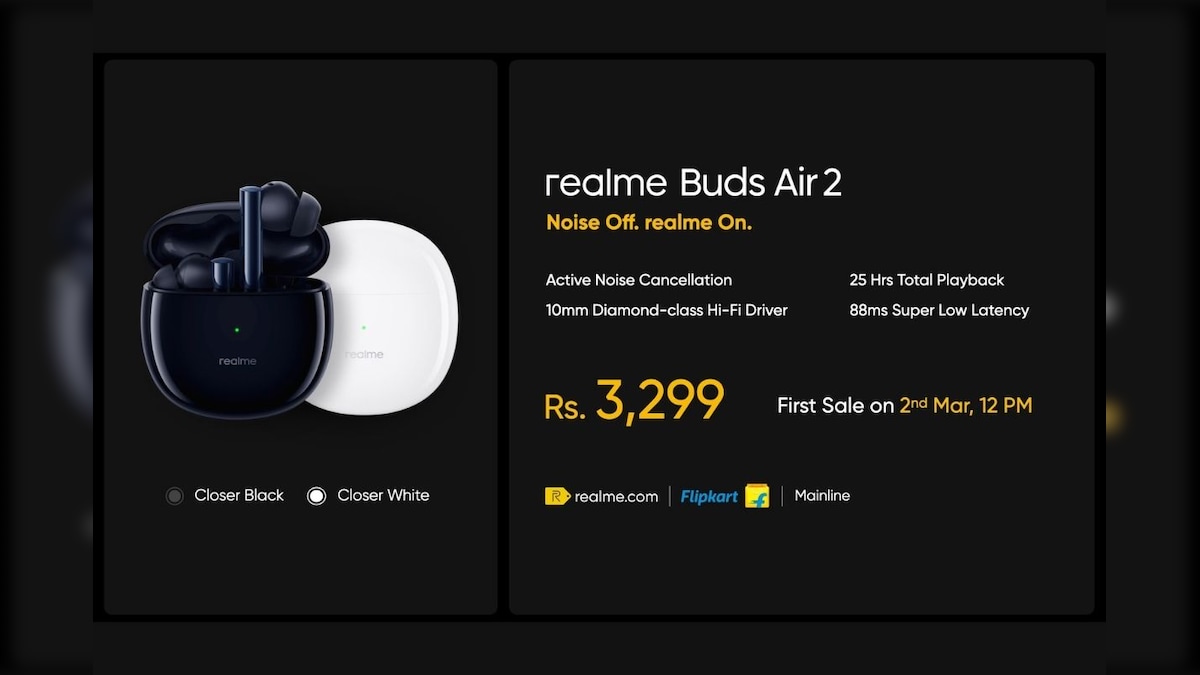 Realme Buds Air 2 With Active Noise Cancellation Launched in India: Price, Specifications & More