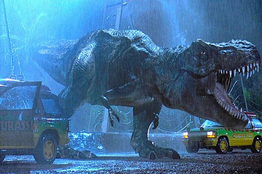 Screengrab showing T-Rex from Jurrasic Park movie on YouTube.