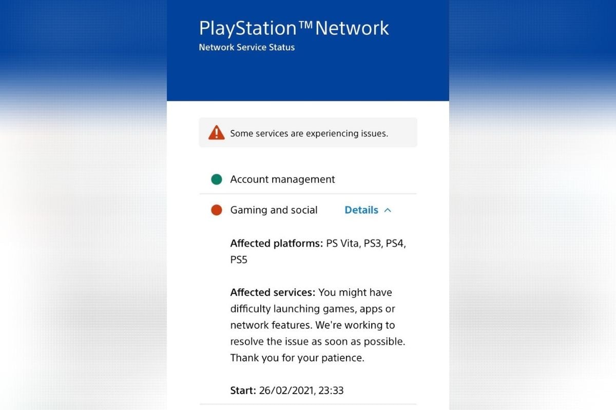 PlayStation Network currently experiencing issues