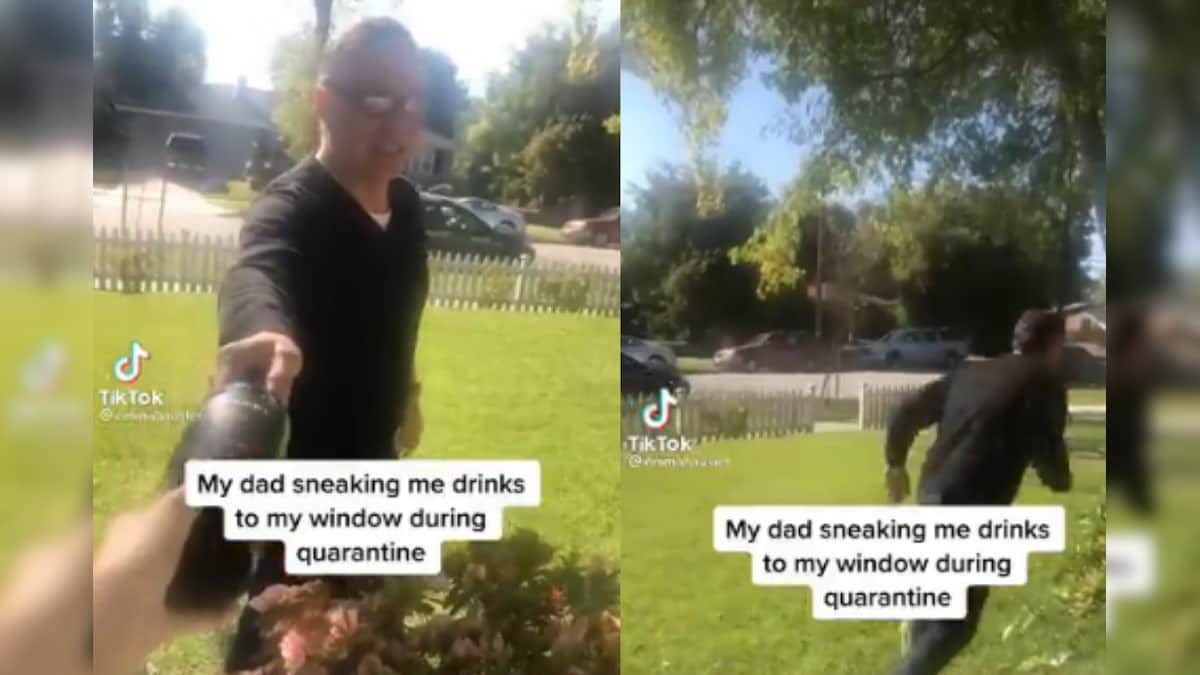 WATCH: Father Who 'Runs Away' After Sneaking in Drinks for Quarantining Daughter is Internet's New Dad