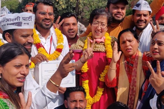 The Aam Aadmi Party celebrates its victory in MCD bypolls.