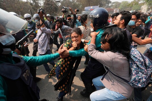 Bangladeshi students clash with police during a protest in Dhaka, Bangladesh. (AP/PTI)