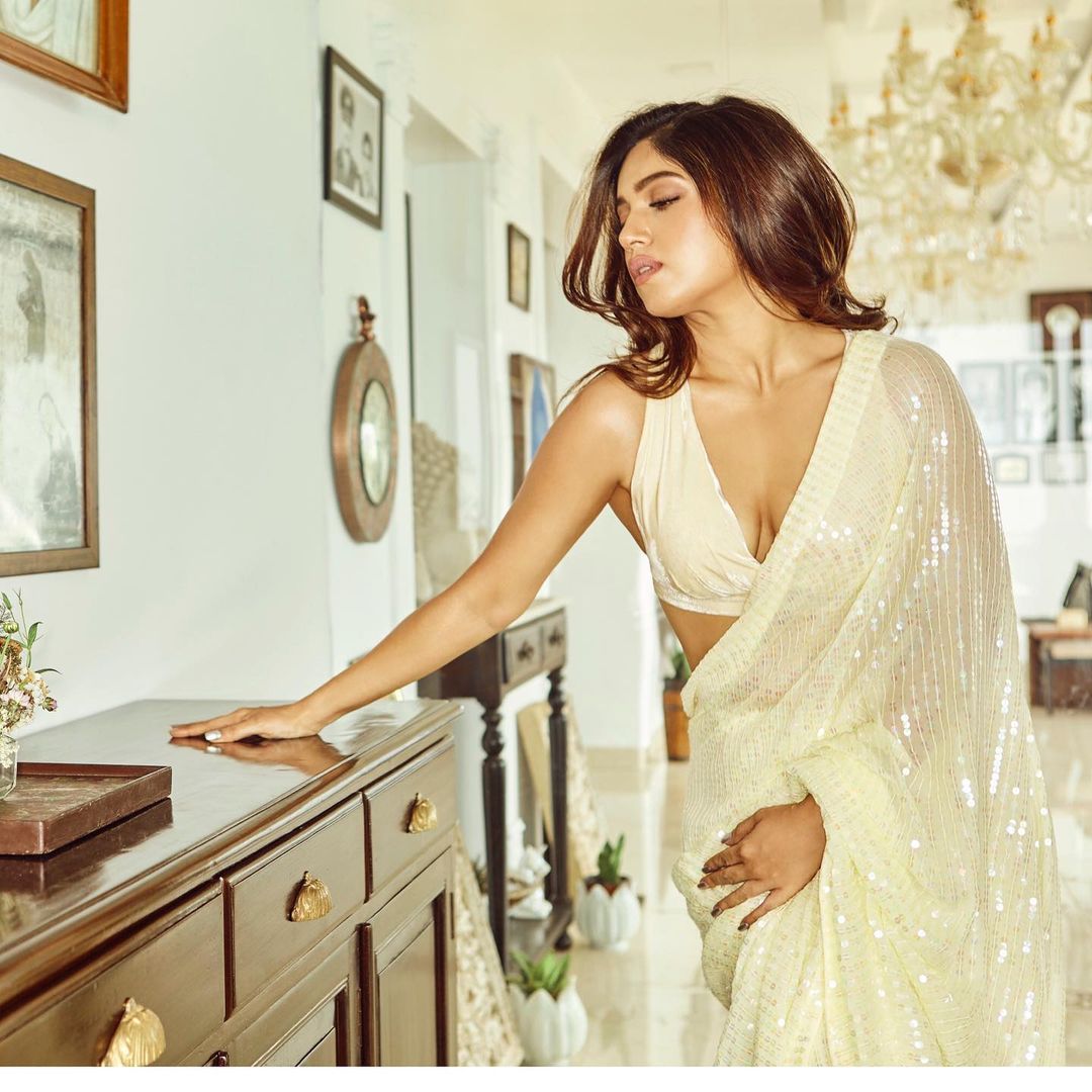  Bhumi stuns in a shimmery saree by Manish Malhotra. (Image: Instagram)