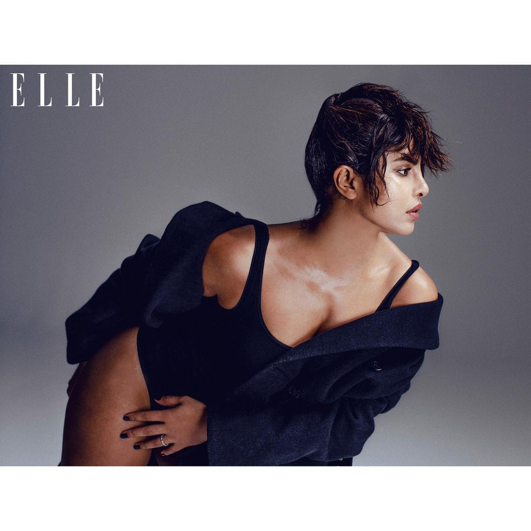  Priyanka looks irresistible flaunts her cleavage in the Elle shoot. (Image: Instagram)