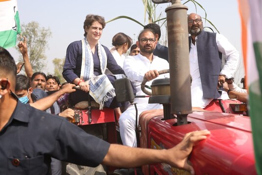 Priyanka Gandhi in Meerut. (Image: Twitter/@SaralPatel)