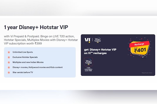 Disney Plus Hotstar subscription with select Vi prepaid and postpaid plans