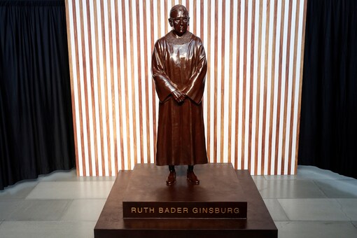 A bronze statue of the late US Supreme Court Justice Ruth Bader Ginsburg made by artists Gillie and Marc is unveiled at City Point in Brooklyn, New York.

 REUTERS/Brendan McDermid - RC2V9M9HGPUT