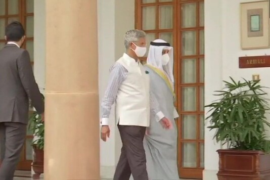 Dr Ahmed Nasser Al-Mohammed Al-Sabah, Minister of Foreign Affairs with S Jaishankar.