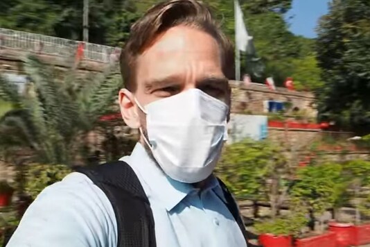 Video grab of YouTuber in Pakistan recording the Ram Temple.
(Credit: YouTube)