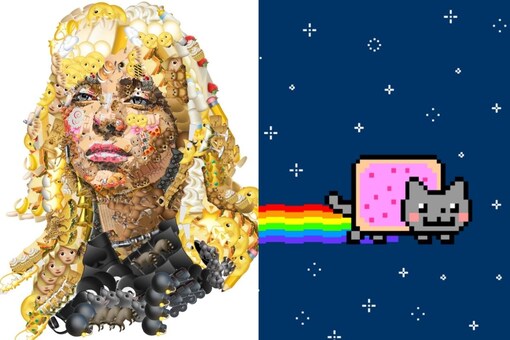 Billie Eilish made with emojis by @yungjake, and Nyan Cat gif.