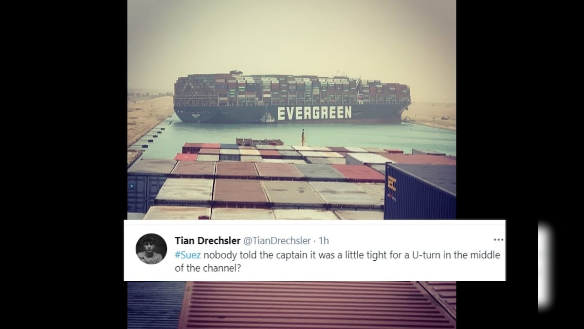 Massive Container Ship Causing Traffic Jam in Suez Canal Has Twitter 'Channeling' Jokes