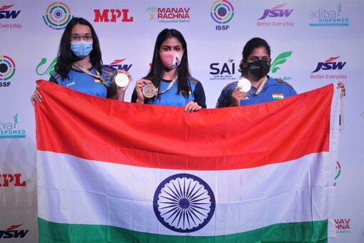 Rahi Sarnobat, Manu Bhaker and Chinki Yadav