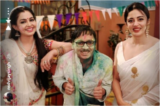 Bhabiji Ghar Par Hai actors Shubhangi Atre and Nehha Pendse with Vijay Singh