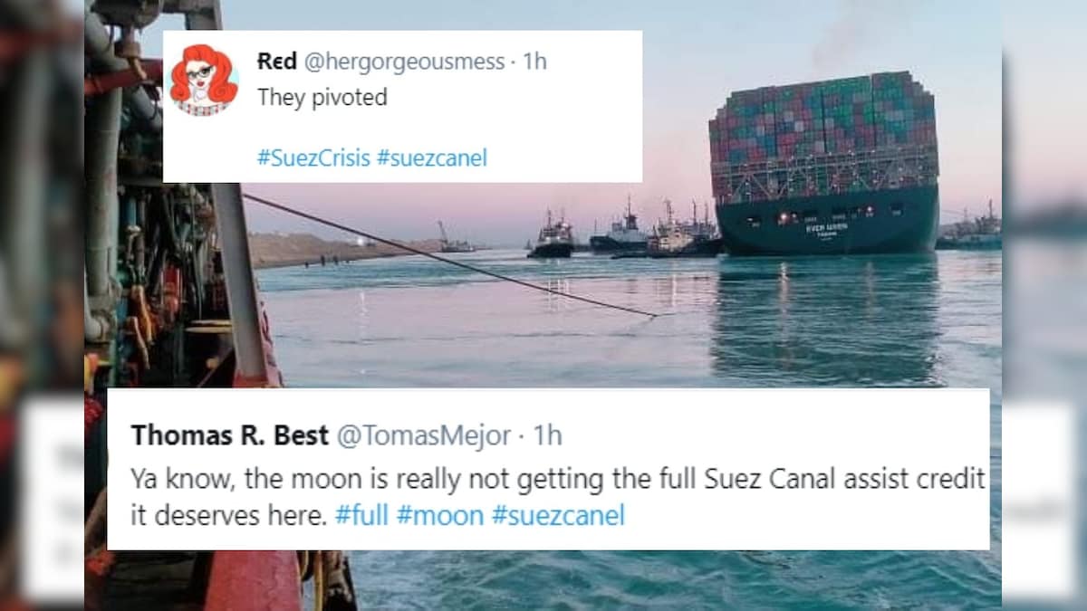 Container Ship Stuck in Suez Canal Turns after 6 Days, Twitter 'Floats' its Best Memes