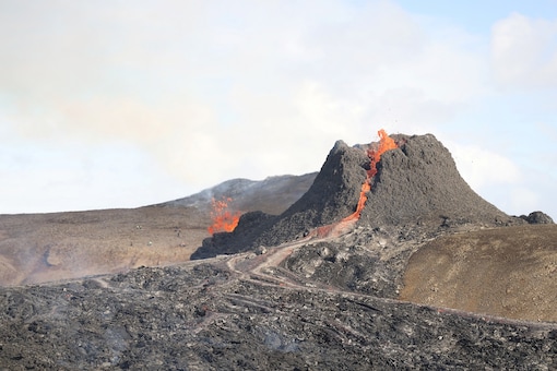 A view of the volcanic site on the Reykjanes Peninsula following Friday's eruption in Iceland. Credit: REUTERS

