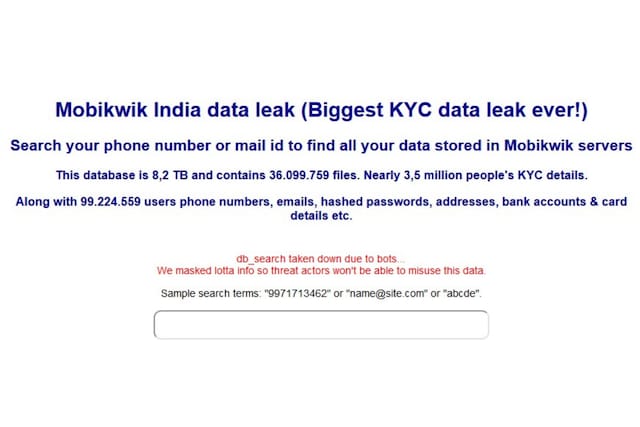The alleged Mobikwik database of files that remains live right now via a TOR link.