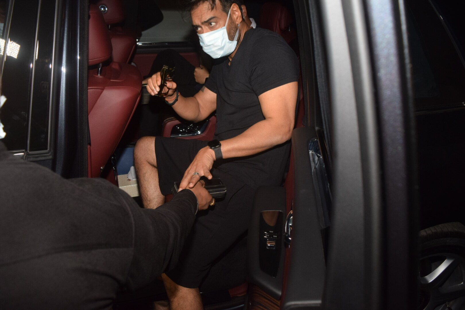 Ajay Devgn seen getting out of his car. (Image: Viral Bhayani) Ajay Devgn seen getting out of his car. (Image: Viral Bhayani)