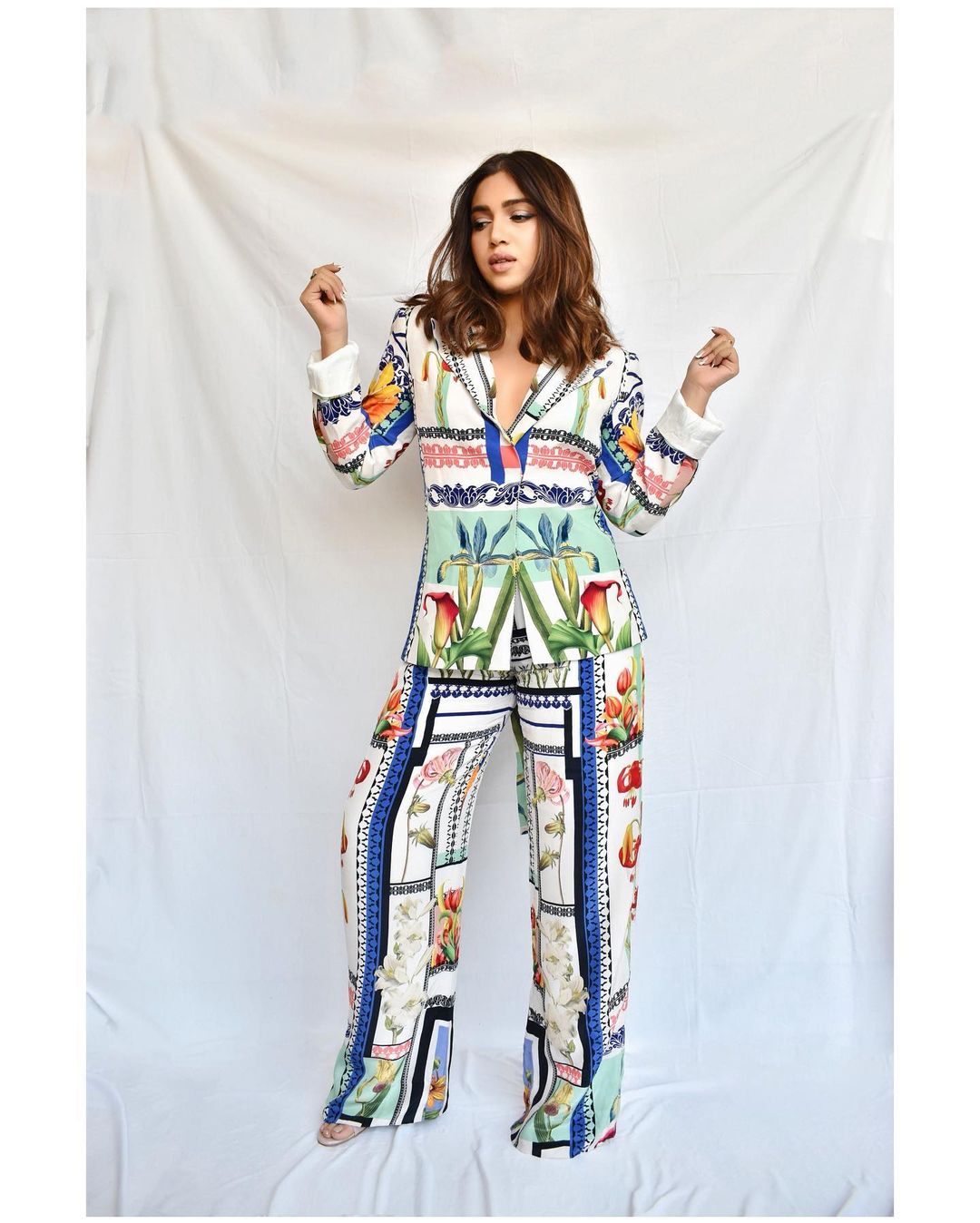  Bhumi Pednekar passes the chill vibes in the printed pajama set. (Image: Instagram)