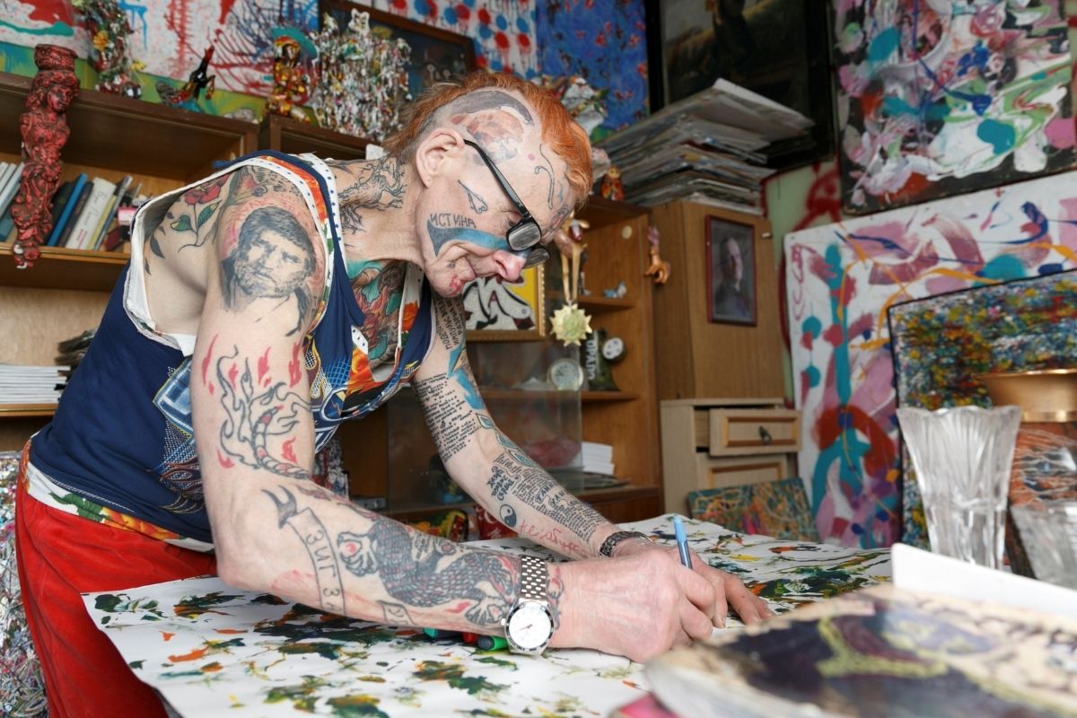 74 Year Old Russian Pensioner Has 60 Tattoos Already Wants To Cover Whole Body From Top To Toe