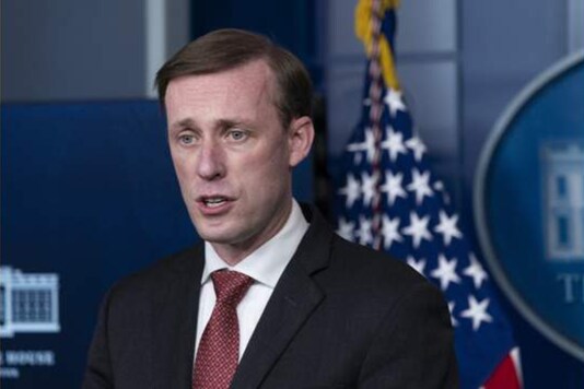 National Security Adviser Jake Sullivan speaks with reporters in the James Brady Press Briefing Room at the White House, Friday, March 12, 2021, in Washington. (AP Photo/Alex Brandon)