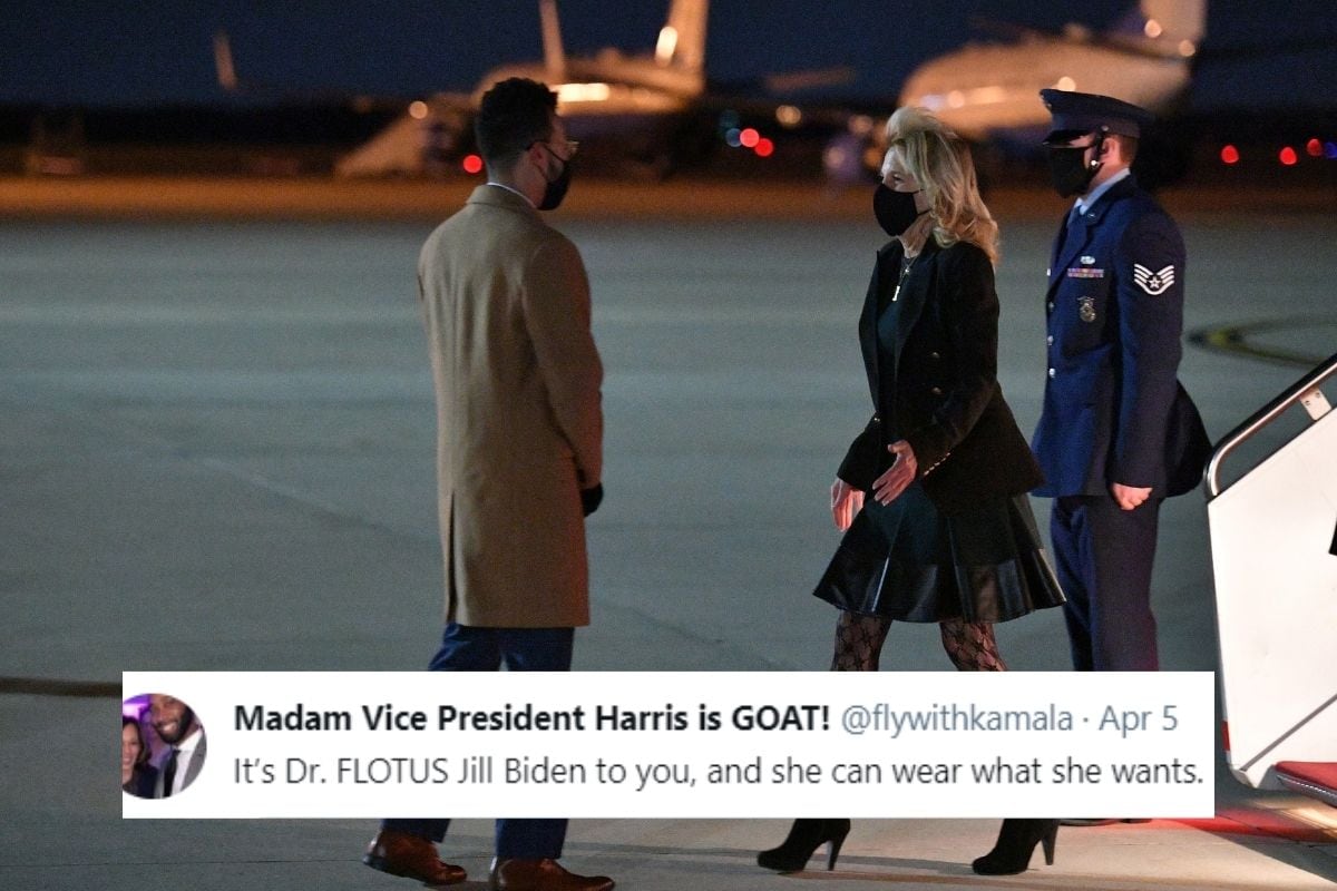 Jill Biden’s ‘Outrageous’ Airport Glance in Fishnet Stockings, Black Boots Will get a Thumbs Up by means of Girls