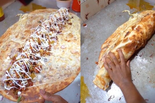 Video grab of world's largest chicken roll. 
(Credit: Instagram)