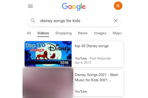 The adult content thumbnail that was indexed with the Disney songs for kids search. (Image: Reddit/MySmartPrice)