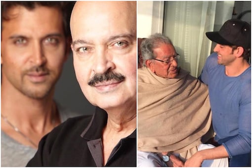 Hrithik Roshan with the two filmmakers in his family - (left) father Rakesh Roshan and (right) maternal grandfather J Om Prakash.