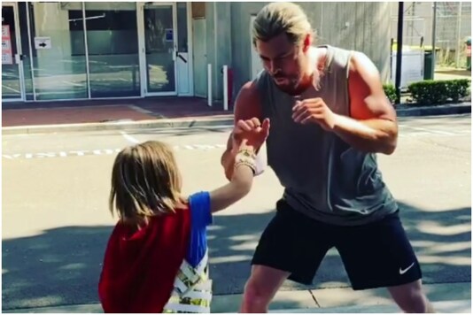 Chris Hemsworth and his son