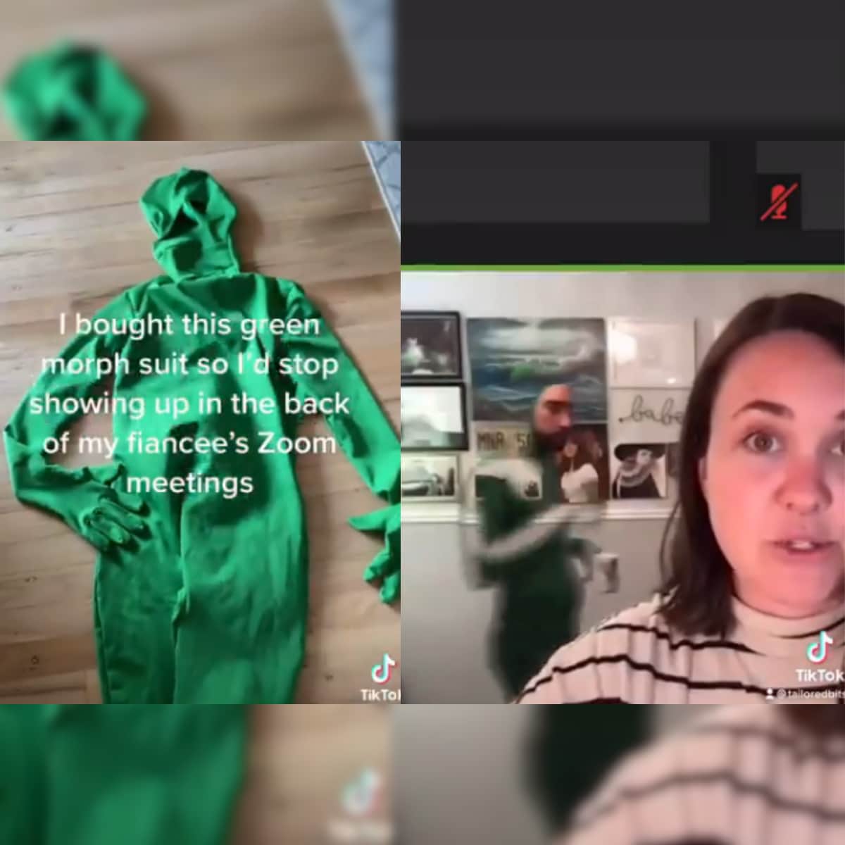 teer Mediaan noodsituatie WATCH: Man Dons 'Invisible' Green Suit to Avoid Videobombing Fiancee's Zoom  Calls in Viral TikTok