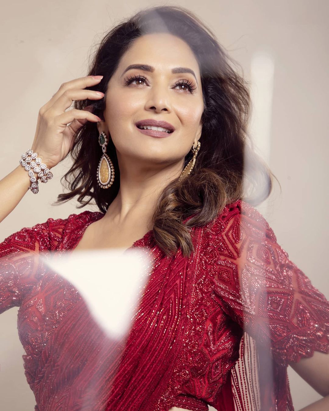 madhuri dixit red gown