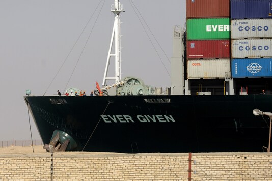 Ship Ever Given, one of the world's largest container ships, is seen after it was fully floated in Suez Canal, Egypt March 29, 2021. (Reuters)