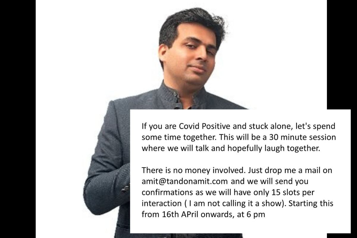 Read more about the article Stand-up Artist Amit Tandon Invitations Covid-19 Sufferers Quarantined Alone to Be a part of Him For Interplay