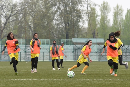 Women footballers in Kashmir.