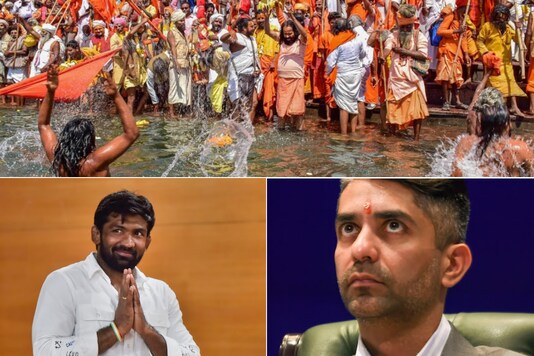File Photo of Haridwar Kumbh Mela, Abhinav Bindra and Yogeshwar Dutt (PTI)