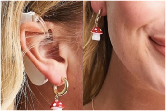 Model with hearing aid | Image credit: Twitter
