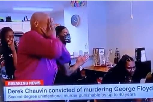 Video grab of George Floyd's family reacting to police's conviction.
(Credit: Twitter)