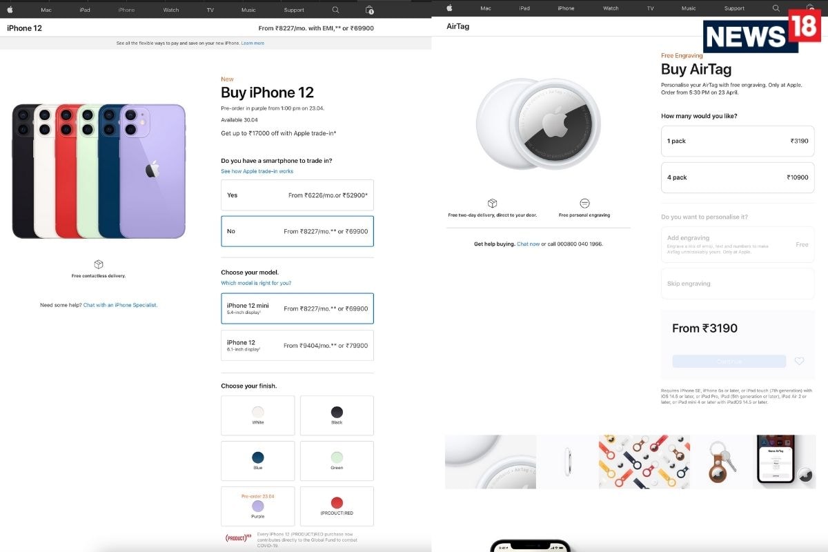 Apple Iphone 12 In Purple Colourful Imac Ipad Pro And Airtag India Prices And When You Can Buy