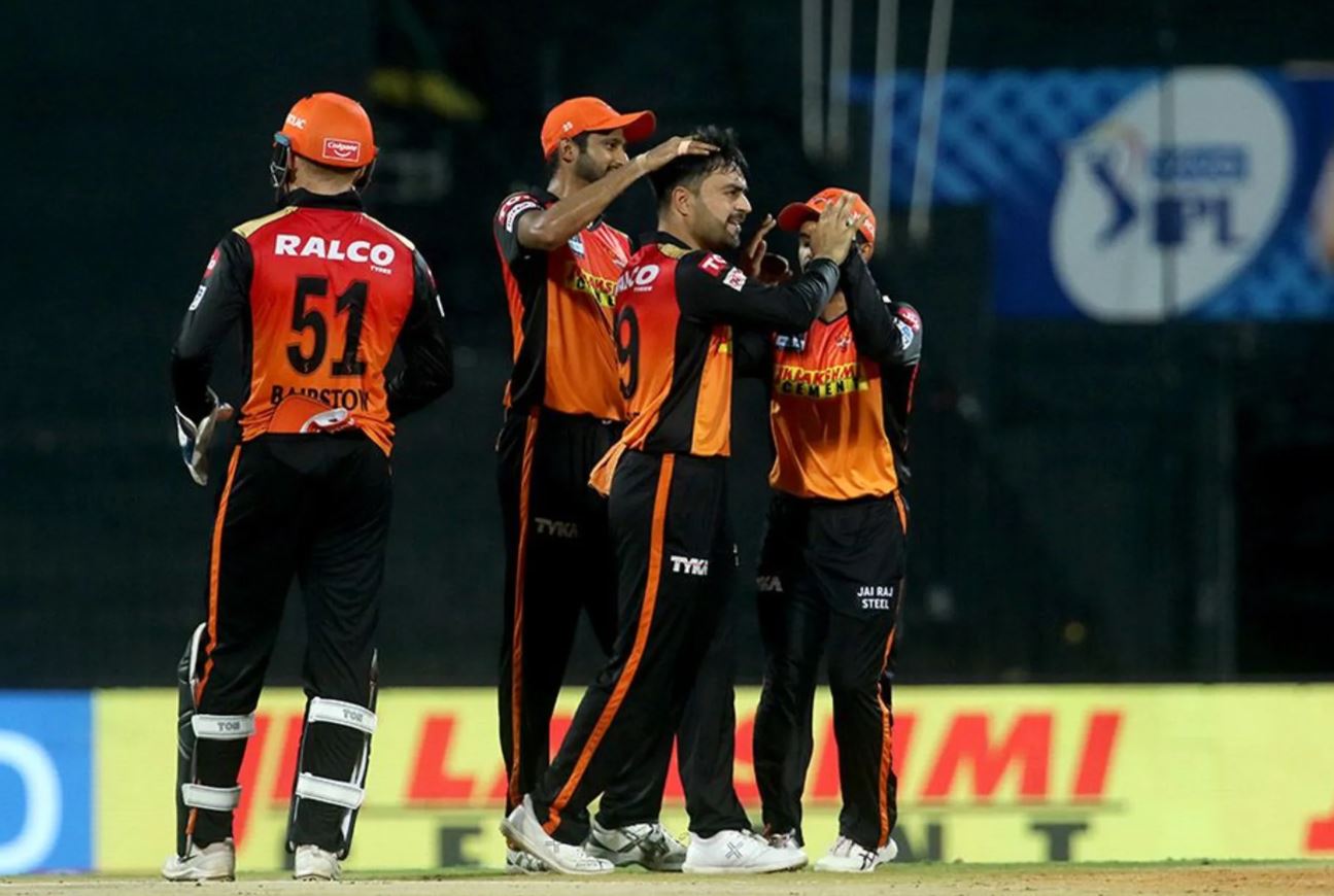 Rashid Khan celebrates Dhawan's wicket (Image: IPL/BCCI)
