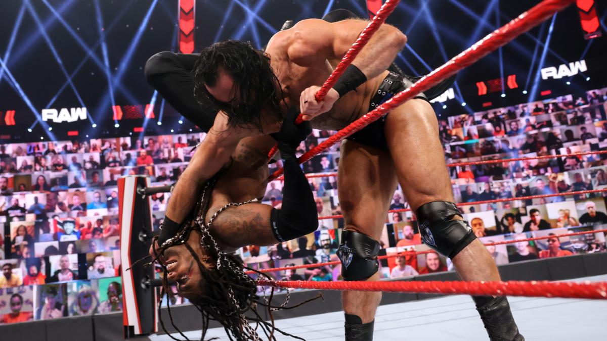 MACE and T-BAR defeated Drew McIntyre and Braun Strowman by count-out (WWE) MACE and T-BAR defeated Drew McIntyre and Braun Strowman by count-out (WWE)
