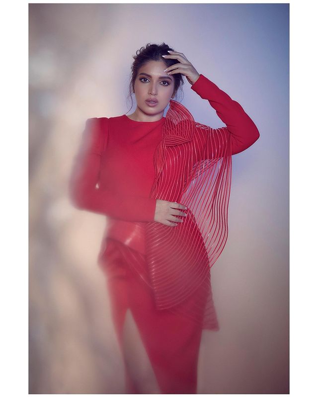  Bhumi Pednekar looks sultry in the red gown. (Image: Instagram)